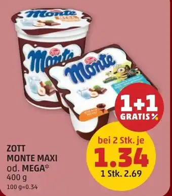 PENNY Zott monte maxi od. mega Angebot