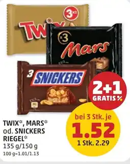 PENNY TWIX, MARS od. SNICKERS RIEGEL Angebot