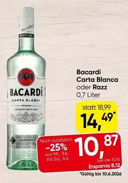 Spar Bacardi Carta Blanca oder Razz Angebot