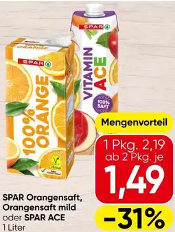 Spar Spar orangensaft, orangensaft mild oder spar ace Angebot