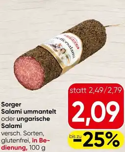 Spar Sorger Salami ummantelt oder ungarische Salami Angebot