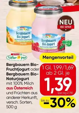 Spar Bergbauern bio-jogurt fruchtjogurt oder bergbauern bio-jogurt Angebot