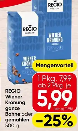 Spar Regio wiener krönung ganze bohne oder gemahlen Angebot