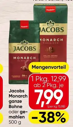Spar Jacobs Monarch ganze Bohne oder ge- mahlen Angebot