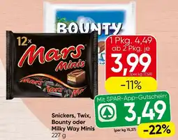 Spar Snickers, twix, bounty oder milky way minis Angebot