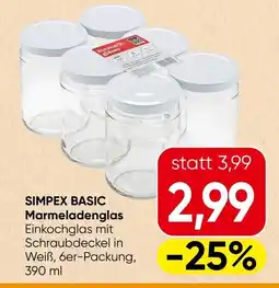 Spar Simpex basic marmeladenglas Angebot