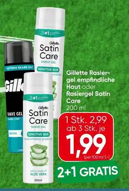 Spar Gillette rasier- gel empfindliche haut oder rasiergel satin care Angebot