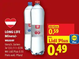 Lidl LONG LIFE Mineral- wasser Angebot