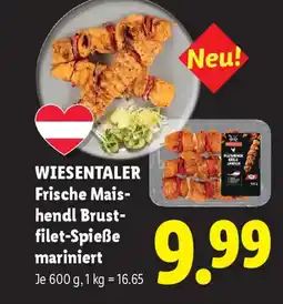 Lidl Wiesentaler frische mais- hendl brust- filet-spieße mariniert Angebot