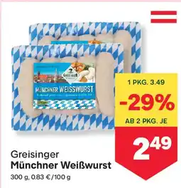 MPreis Greisinger Münchner Weißwurst Angebot