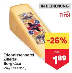 MPreis Erlebnissennerei Zillertal Bergkäse Angebot