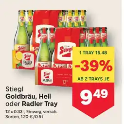 MPreis Stiegl Goldbräu, Hell oder Radler Tray Angebot