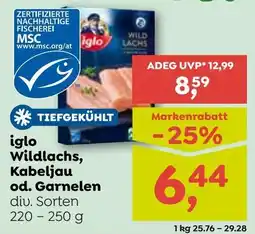 ADEG Iglo wildlachs, kabeljau od. garnelen div. sorten Angebot