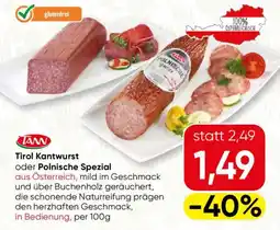 SPAR Gourmet Tirol Kantwurst oder Polnische Spezial Angebot