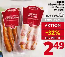 Billa Radatz käsekrainer od. berner würstel Angebot