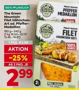 Billa The green mountain filet hähnchen- art od. pfeffer- medaillon Angebot