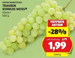 Hofer Trauben kernlos weiss Angebot