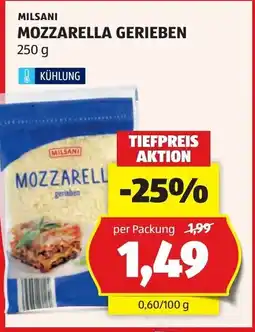 Hofer Milsani mozzarella gerieben Angebot