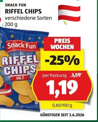 Hofer Snack fun riffel chips Angebot