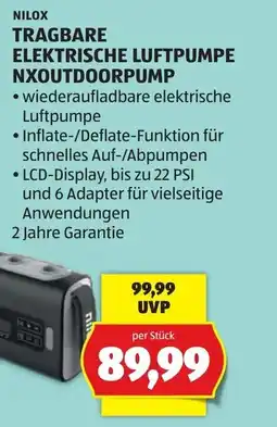 Hofer Nilox tragbare elektrische luftpumpe nxoutdoorpump Angebot