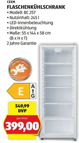 Hofer Flaschenkühlschrank Angebot