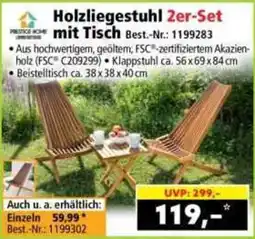 Norma Holzliegestuhl 2er-Set mit Tisch Angebot