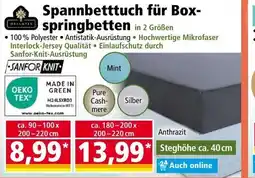 Norma Spannbetttuch für Box- springbetten Angebot