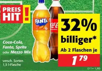 Nah&Frisch Coca-cola, fanta, sprite oder mezzo mix Angebot