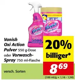 Nah&Frisch Vanish Oxi Action Pulver oder Vorwasch- Spray Angebot