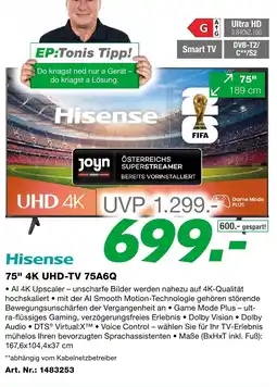EP Hisense 75" 4k uhd-tv 75a6q Angebot