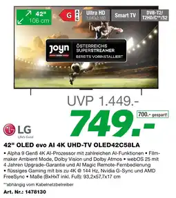 EP LG 2" OLED evo AI 4K UHD-TV OLED42C58LA Angebot