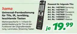 EP hama Universal-Fernbedienung für TVs, IR, lernfähig, leuchtende Tasten Angebot