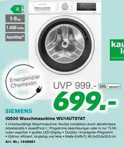 EP iQ500 Waschmaschine WU14UT97AT Angebot