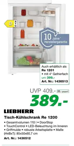 EP LIEBHERR Tisch-Kühlschrank Re 1200 Angebot