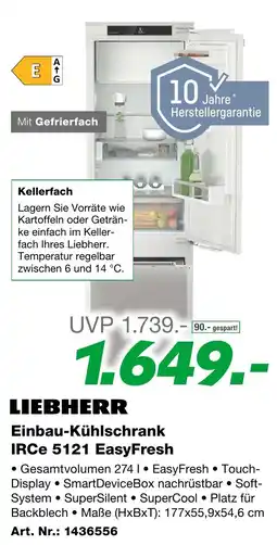 EP LIEBHERR Einbau-Kühlschrank IRCE 5121 EasyFresh Angebot