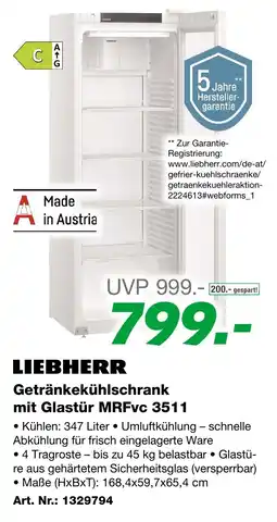 EP LIEBHERR Getränkekühlschrank mit Glastür MRFvc 3511 Angebot