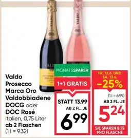 Maximarkt Valdo Prosecco Marca Oro Valdobbiadene Angebot