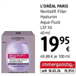 dm L'ORÉAL PARIS Revitalift Filler Hyaluron Aqua-Fluid LSF 30 Angebot