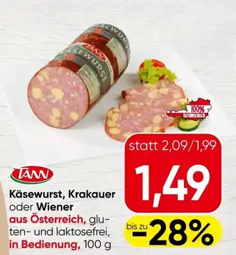 Spar Käsewurst, Krakauer oder Wiener Angebot