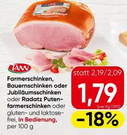 Spar Farmerschinken, Bauernschinken oder Jubiläumsschinken oder Radatz Puten- farmerschinken Angebot