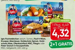Spar Iglo Fischstäbchen, Fisch'n'Rösti, Knusper Abenteuer, Goldschatz Spinat, Gold- schatz Käse, Ofenbackfisch MSC, Filegro Angebot