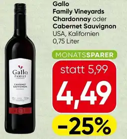 Spar Gallo Family Vineyards Chardonnay oder Cabernet Sauvignon USA, Kalifornien Angebot