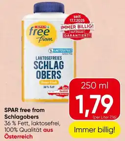 Spar SPAR free from Schlagobers Angebot