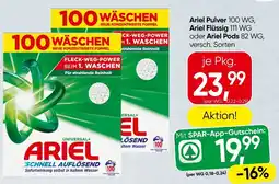 Spar Ariel Flüssig 111 WG oder Ariel Pods 82 WG Angebot