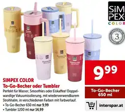 Interspar SIMPEX COLOR To-Go-Becher oder Tumbler Angebot