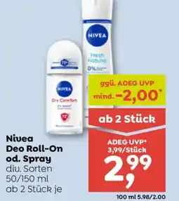ADEG NIVEA Deo Roll-On od. Spray Angebot