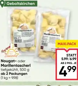 Maximarkt Nougat- oder Marillentascherl tiefgekühlt Angebot