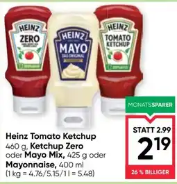 Maximarkt Heinz Tomato Ketchup ,Ketchup Zero oder Mayo Mix, oder Mayonnaise, Angebot