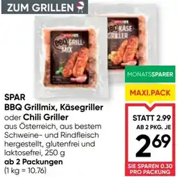 Maximarkt SPAR BBQ Grillmix, Käsegriller oder Chili Griller Angebot
