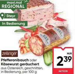 Maximarkt Pfefferonibauch oder Käsewurst geräuchert Angebot